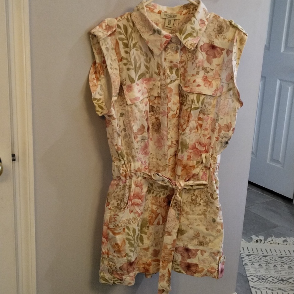 NWT Rachel Zoe Floral Jumpsuit - Pink and Green Size 12 Linen Blend